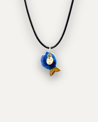 Charms - Porcellana Pesce Blu coda Oro