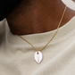 Charms - White Leaf Porcelain Pendant with Gold Line