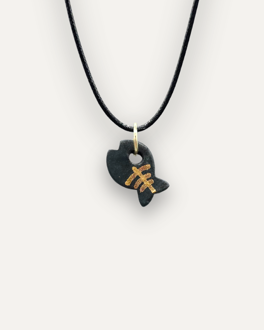 Charms - Porcellana Pesce Nero Lisca