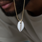 Charms - White Leaf Porcelain Pendant with Gold Line