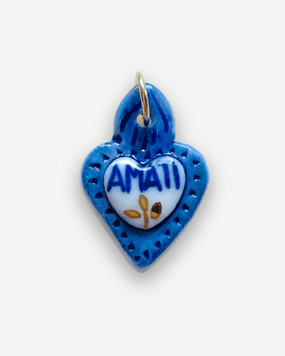 Charms - Ciondolo in Porcellana Cuore Blu Amati