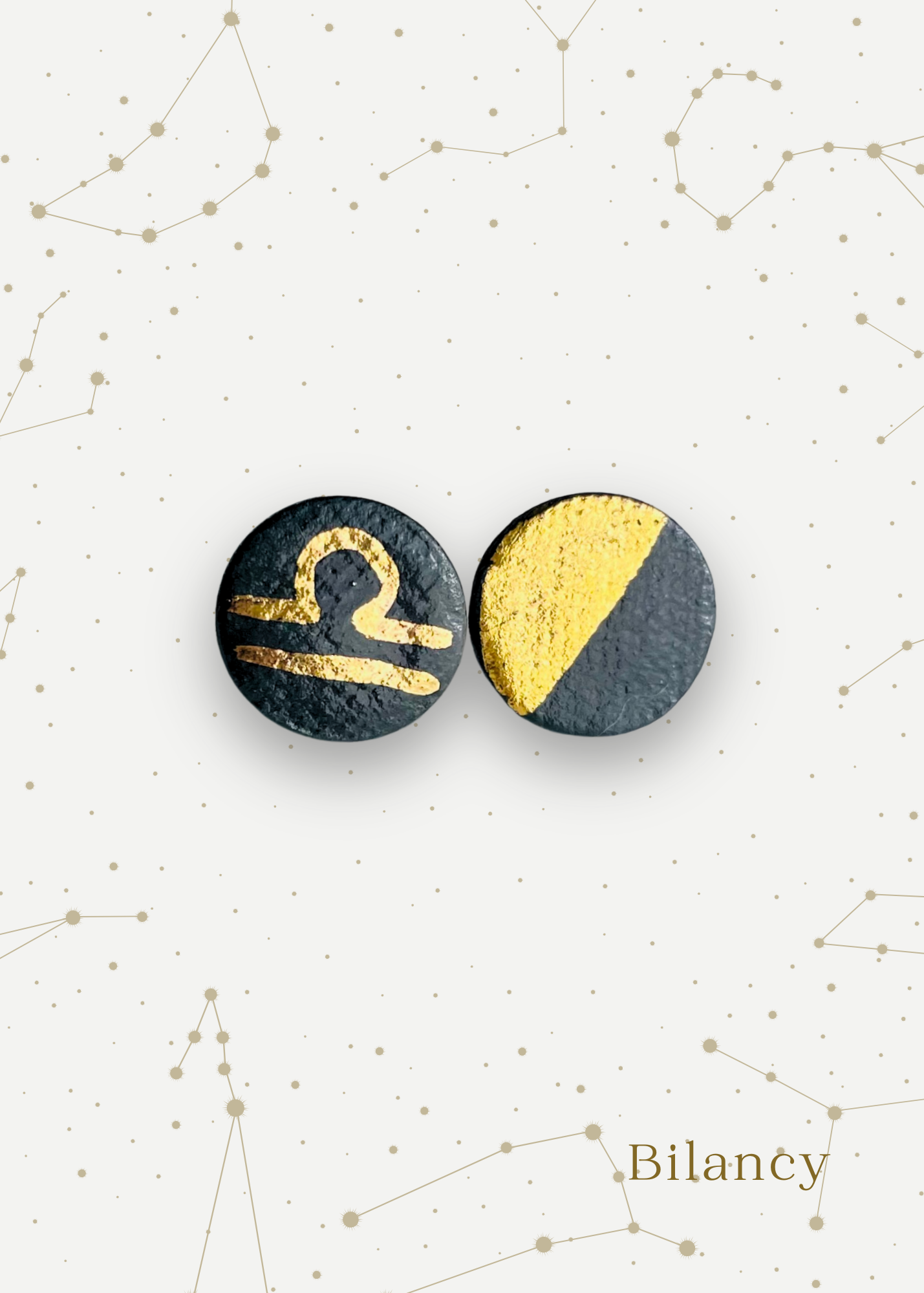 Orecchini a Lobo - Zodiaco in Porcellana Nera e Oro