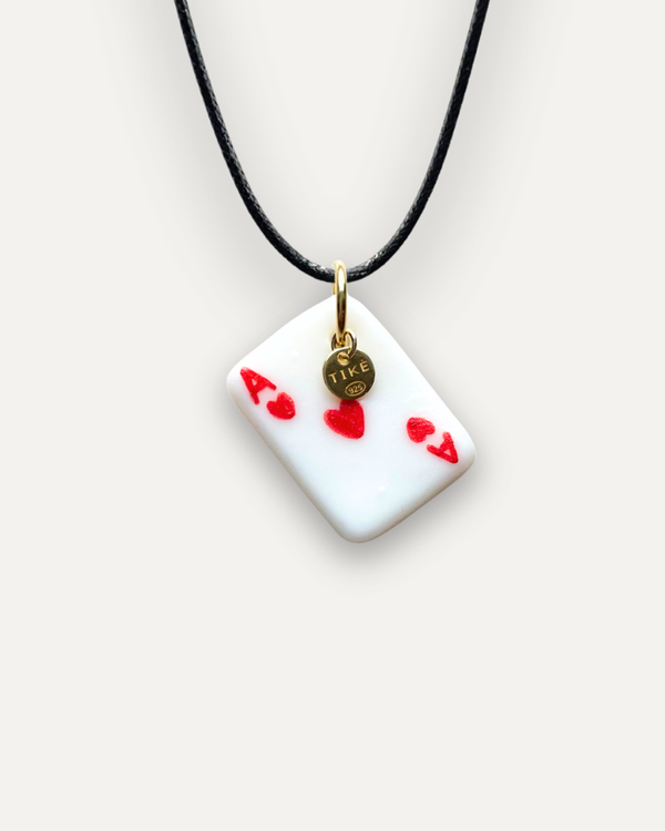 Charm - Asso di Cuori rosso ciondolo in Porcellana