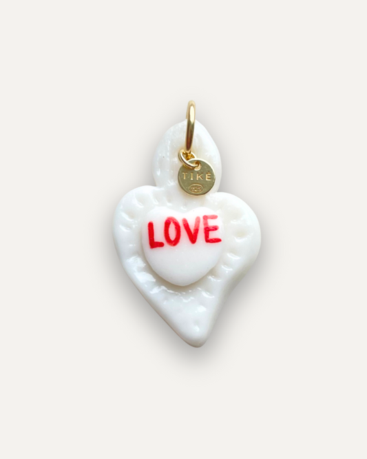 Charm - Cuore Sacro LOVE rosso ciondolo in Porcellana