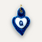 Charms - Ciondolo in Porcellana Cuore Blu - Lettera Q