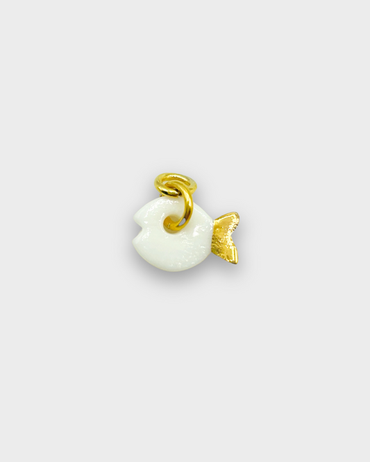 Charms - Porcellana Pesce Bianco coda Oro