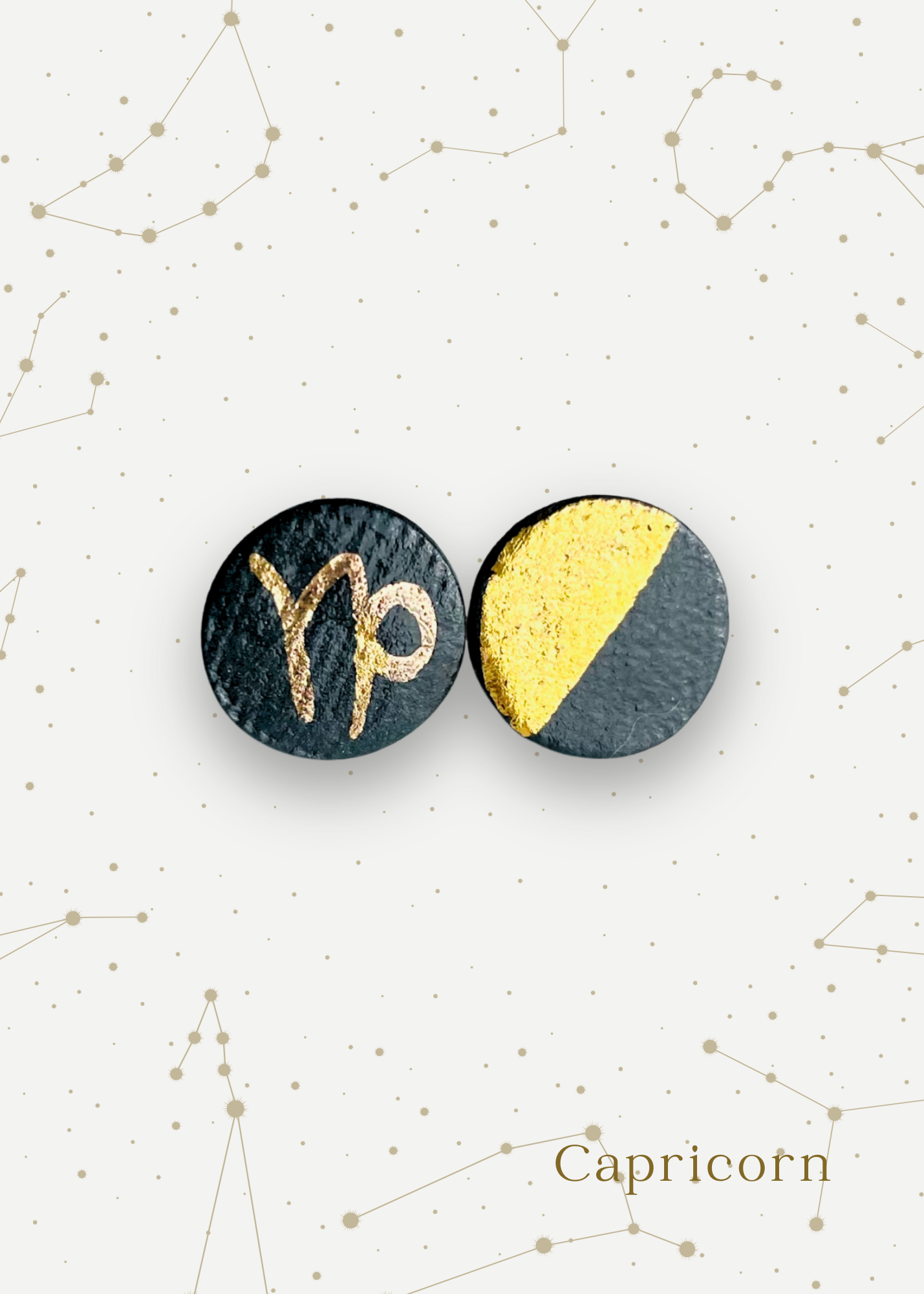 Orecchini a Lobo - Zodiaco in Porcellana Nera e Oro