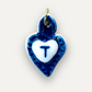 Charms - Ciondolo in Porcellana Cuore Blu - Lettera T