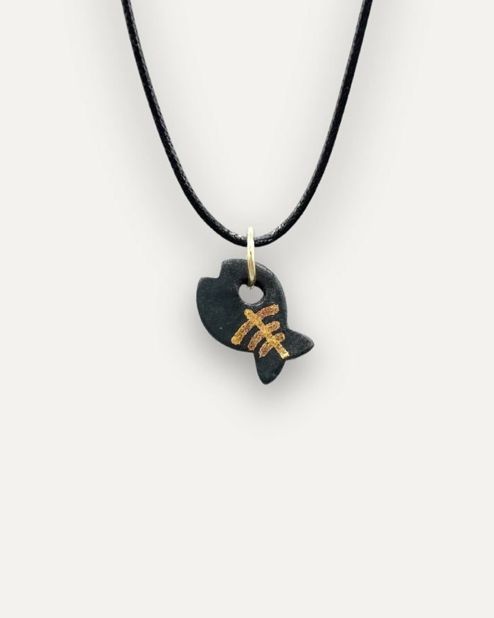 Charms - Porcellana Pesce Nero Lisca