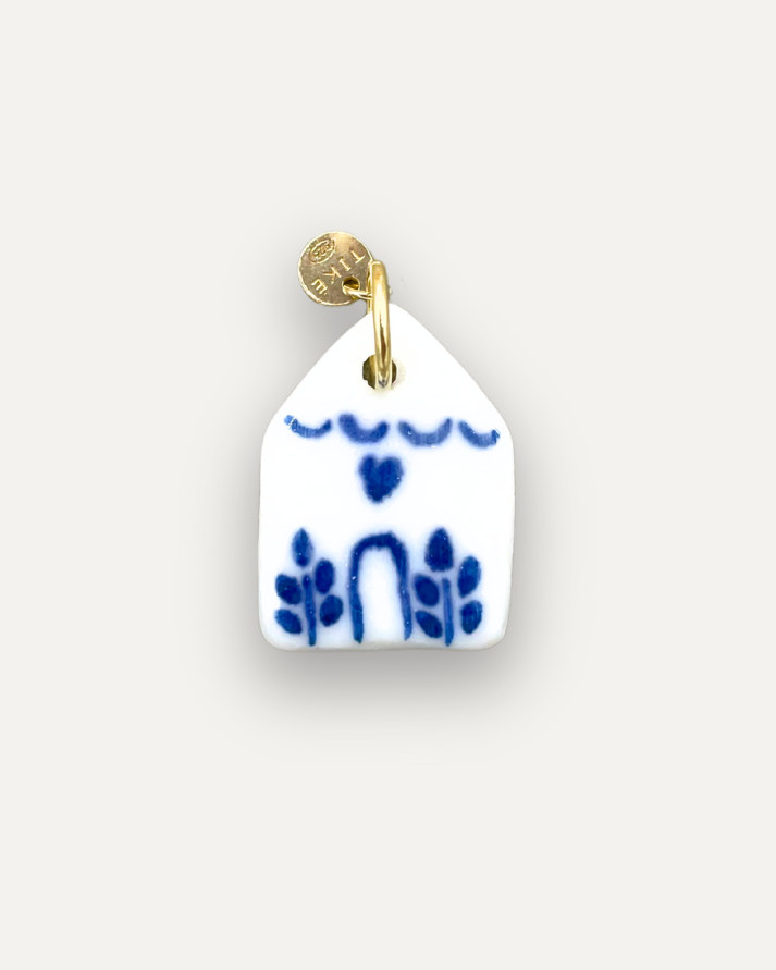 Charms - Casetta Blu Ciondolo in Porcellana