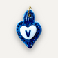 Charms - Ciondolo in Porcellana Cuore Blu - Lettera V