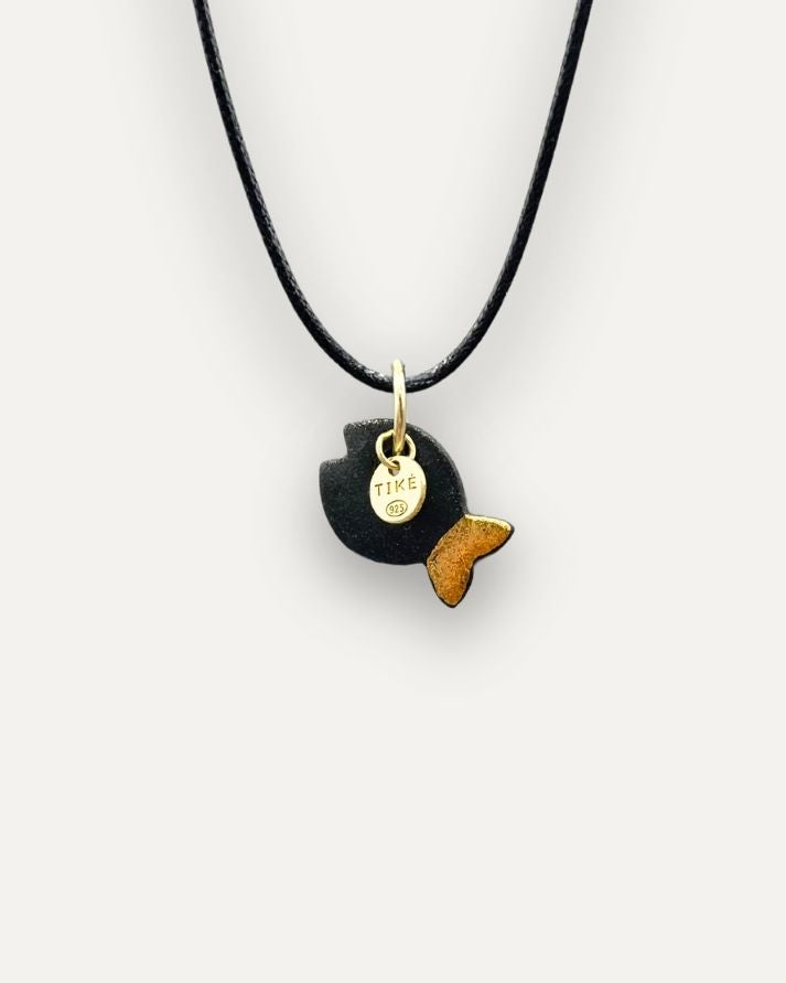 Charms - Porcellana Pesce Nero coda Oro