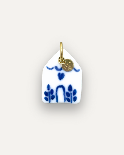 Charms - Casetta Blu Ciondolo in Porcellana