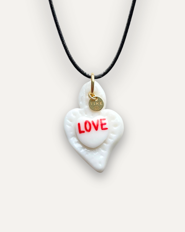 Charm - Cuore Sacro LOVE rosso ciondolo in Porcellana