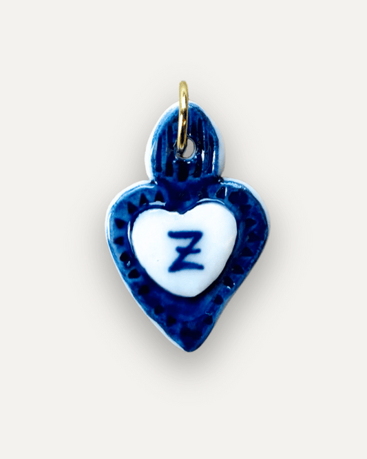 Charms - Ciondolo in Porcellana Cuore Blu - Lettera Z