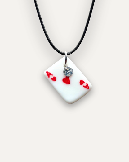 Charm - Asso di Cuori rosso ciondolo in Porcellana