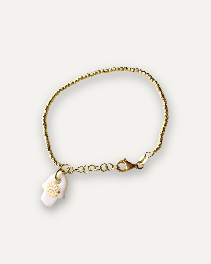 Bracciale Mano di Fatima in Porcellana Bianca