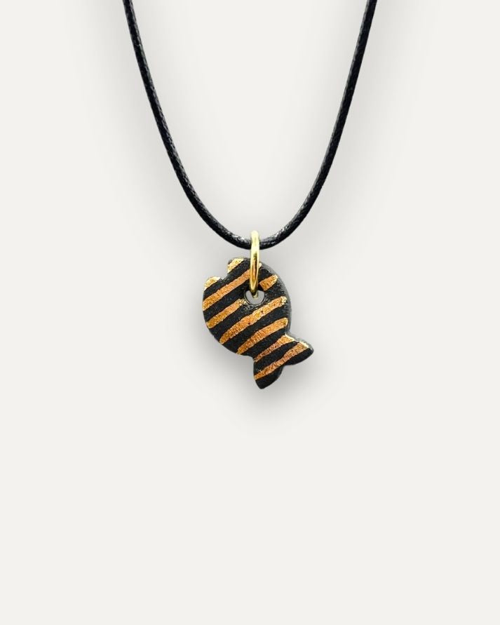 Charms - Porcellana Pesce Nero Righe