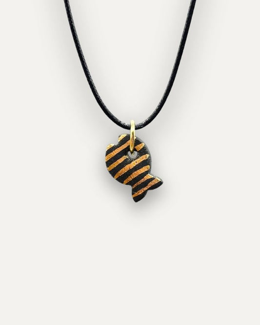 Charms - Porcellana Pesce Nero Righe