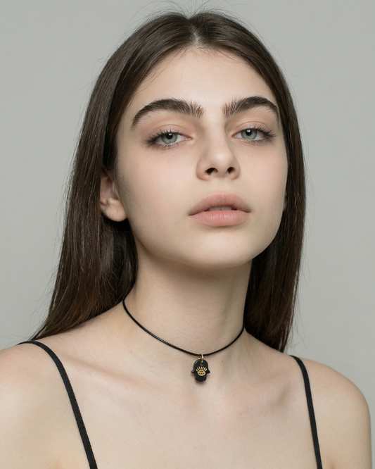 Charms - Ciondolo in Porcellana Mano di Fatima Piccolo Nero