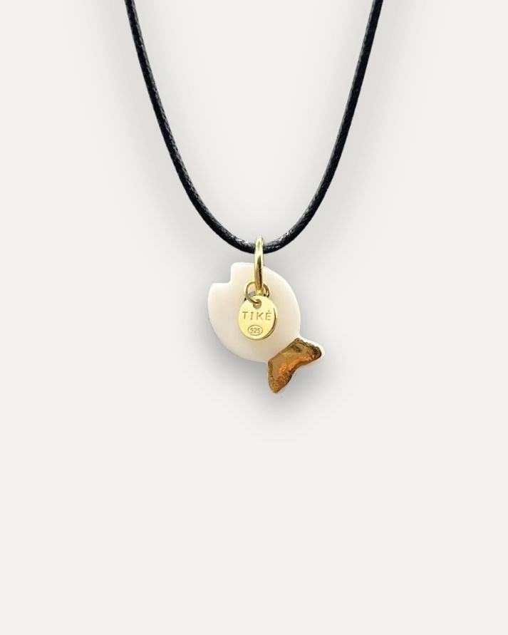 Charms - Porcellana Pesce Bianco coda Oro