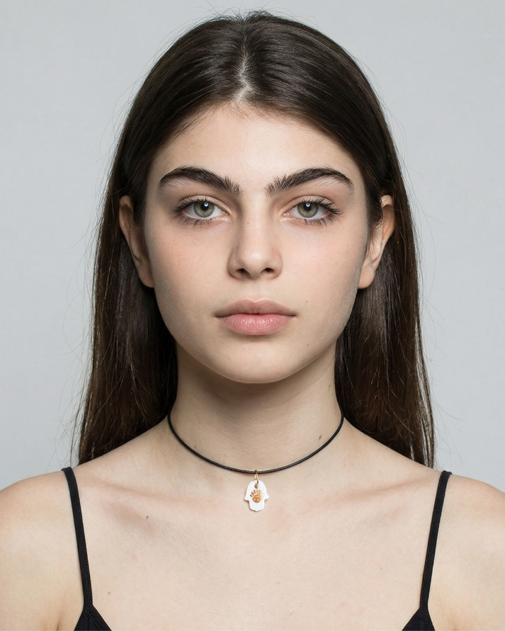 Charms - Ciondolo in Porcellana Mano di Fatima Piccolo Bianco