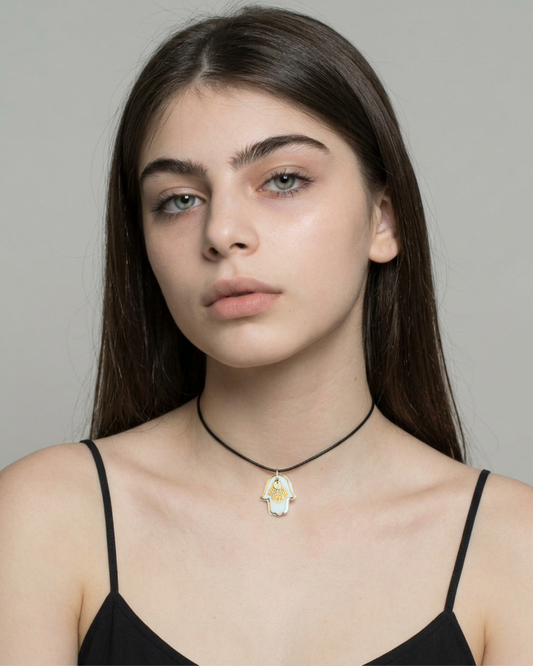 Charms - Ciondolo in Porcellana Mano di Fatima Grande Bianco