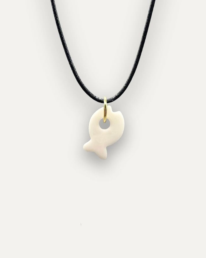 Charms - Porcellana Pesce Verde Righe