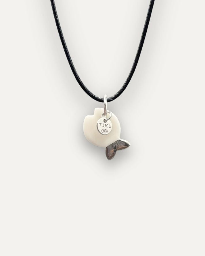 Charms - Porcellana Pesce Bianco coda Platino