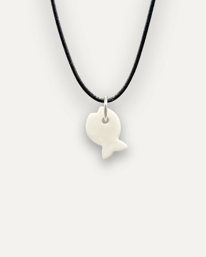 Charms - Porcellana Pesce Platino Righe