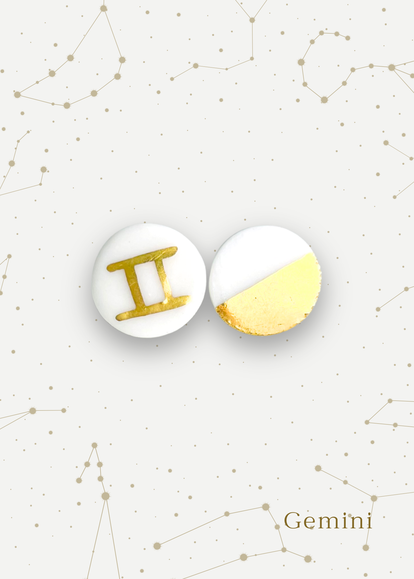 Orecchini a Lobo - Zodiaco in Porcellana Bianca e Oro