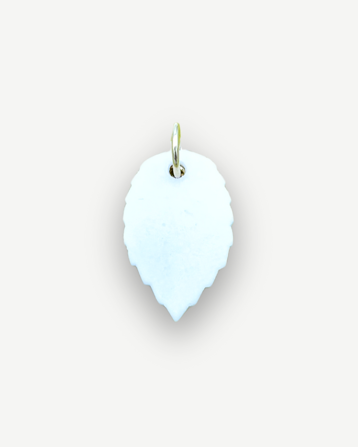 Charms - White and Gold Leaf Porcelain Pendant