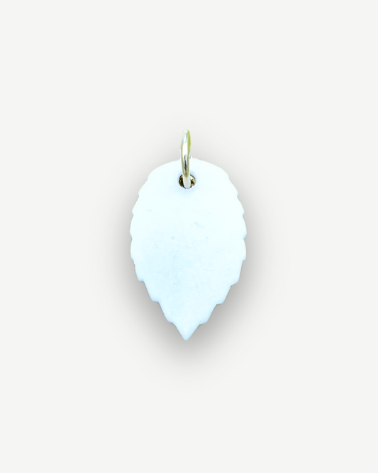 Charms - White and Gold Leaf Porcelain Pendant