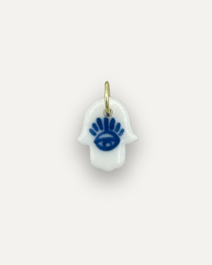 Charm - Mano di Fatima Piccola Blu ciondolo in Porcellana
