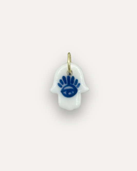Charm - Mano di Fatima Piccola Blu ciondolo in Porcellana
