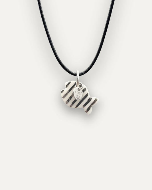 Charms - Porcellana Pesce Platino Righe