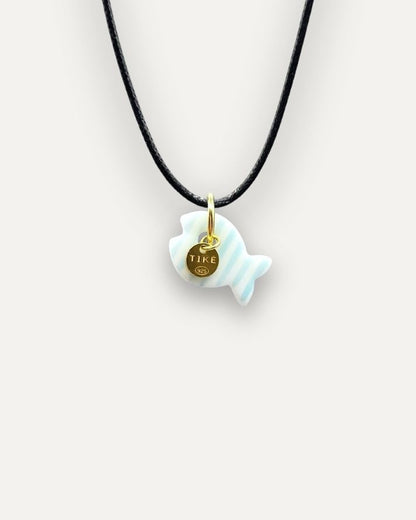 Charms - Porcellana Pesce Turchese Righe