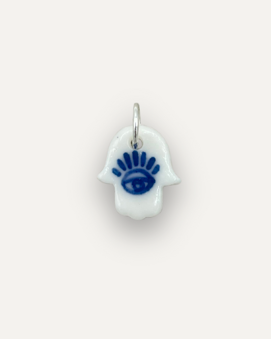 Charm - Mano di Fatima Piccola Blu ciondolo in Porcellana