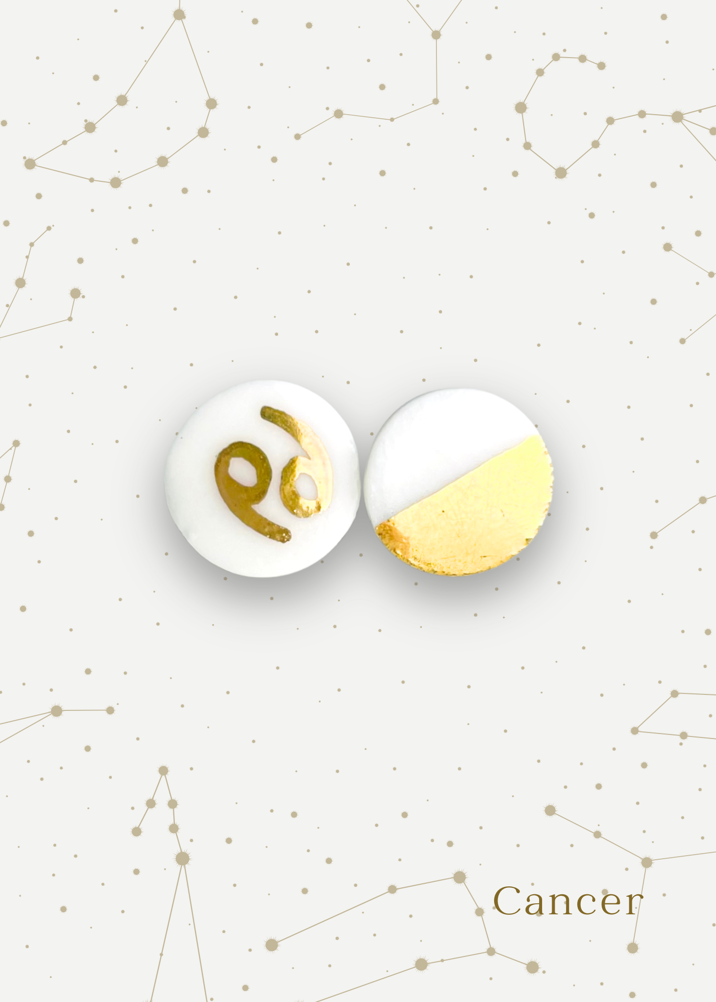 Orecchini a Lobo - Zodiaco in Porcellana Bianca e Oro