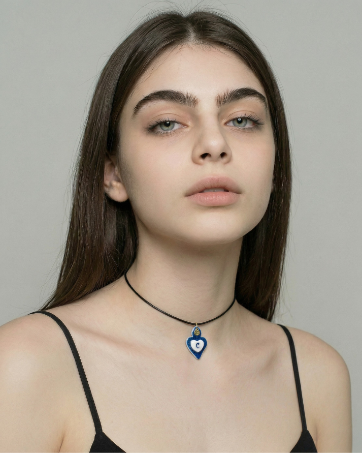 Charms - Ciondolo in Porcellana Cuore Blu - Lettera C