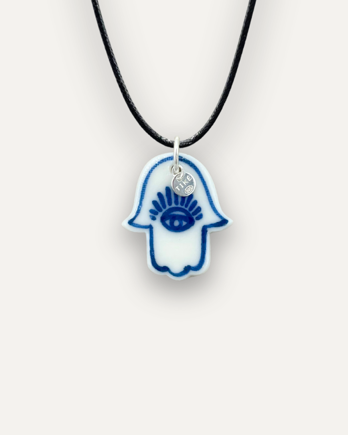 Charm - Mano di Fatima Grande Blu ciondolo in Porcellana