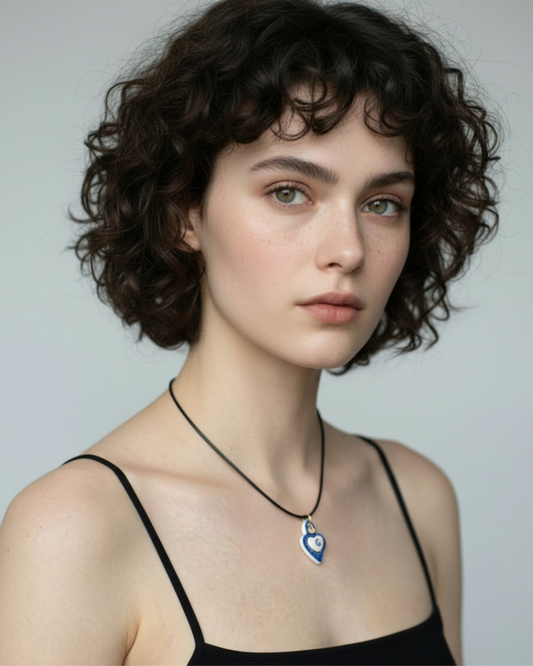 Charms - Colgante de Porcelana Corazón Azul - Letra G