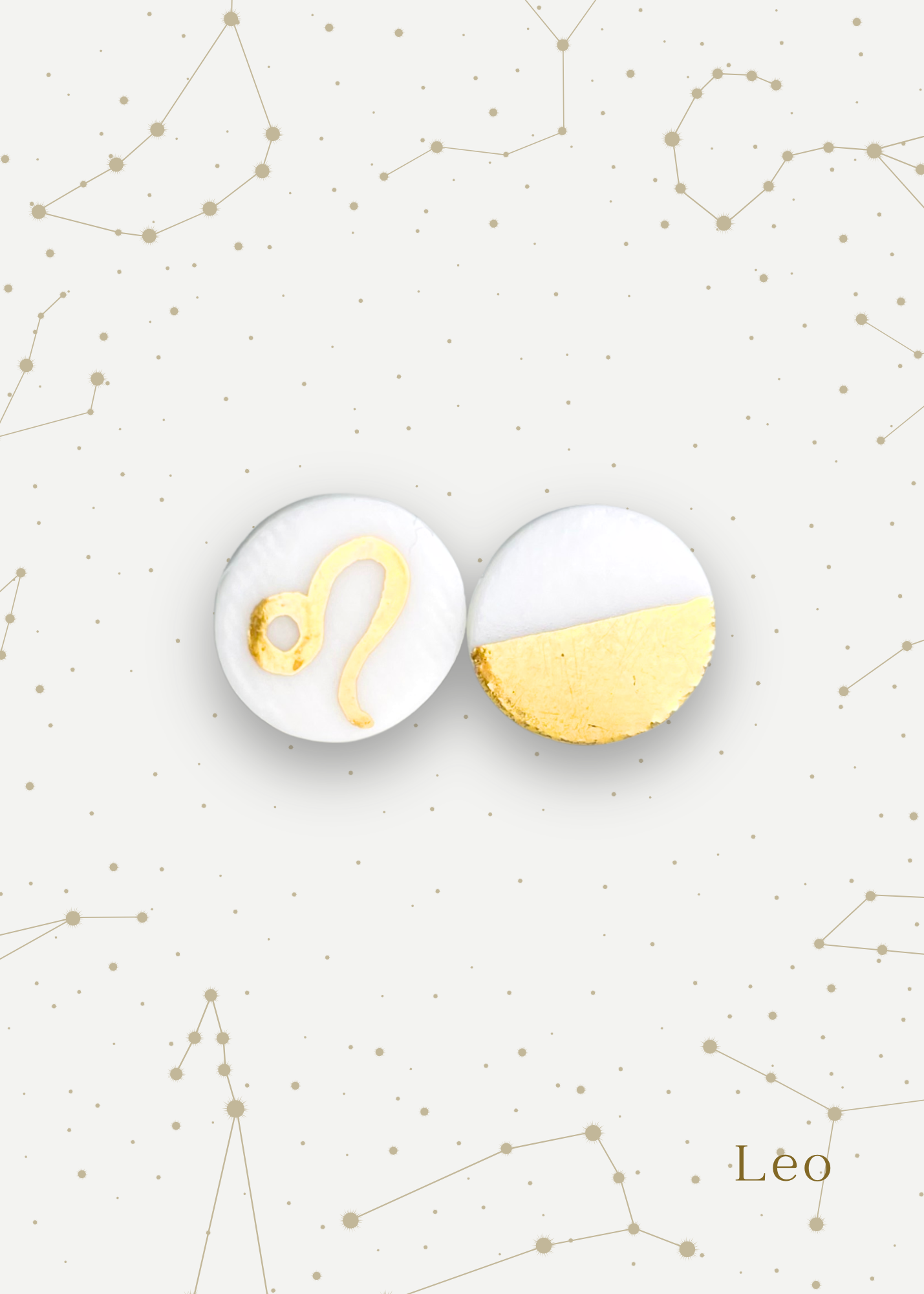 Orecchini a Lobo - Zodiaco in Porcellana Bianca e Oro