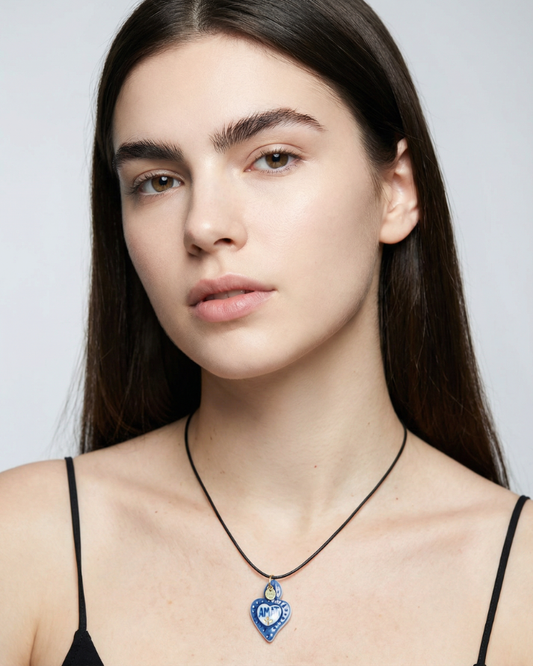 Charms - Ciondolo in Porcellana Cuore Blu Amati Oro