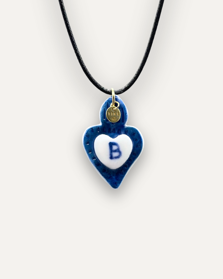 Charms - Ciondolo in Porcellana Cuore Blu - Lettera B