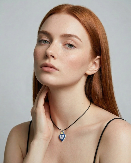 Charms - Ciondolo in Porcellana Cuore Blu - Lettera O