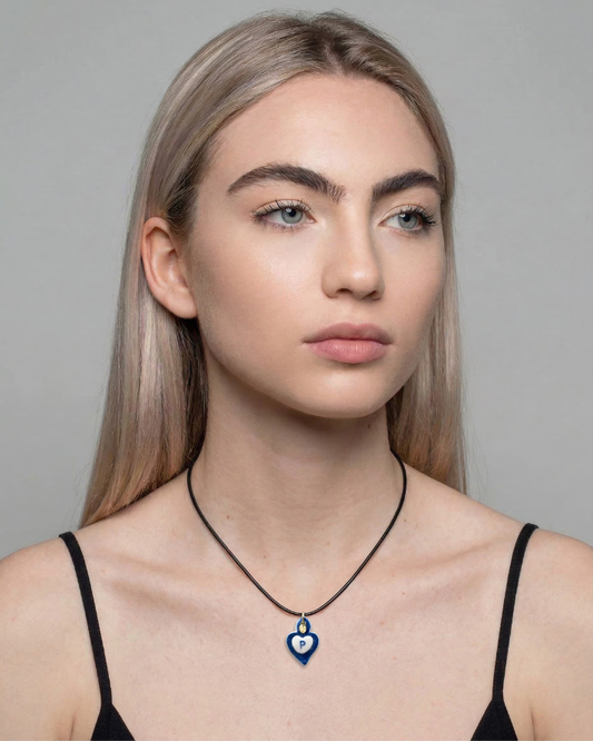 Charms - Ciondolo in Porcellana Cuore Blu - Lettera P