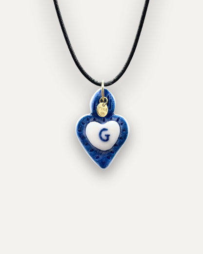 Charms - Ciondolo in Porcellana Cuore Blu - Lettera G
