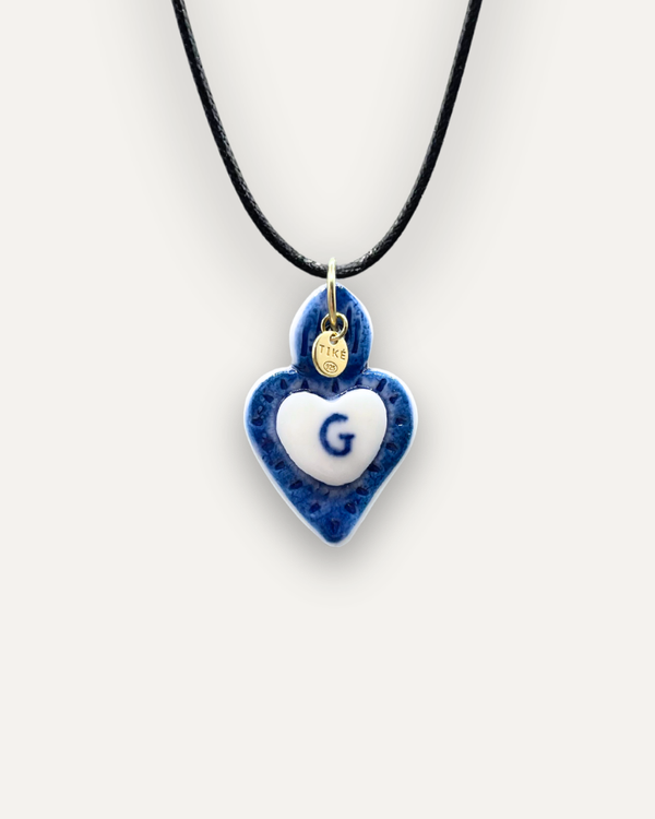 Charms - Ciondolo in Porcellana Cuore Blu - Lettera G