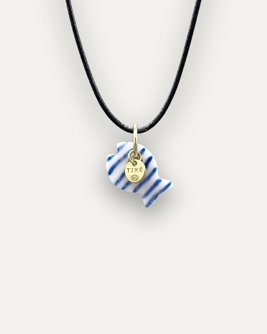 Charms - Porcellana Pesce Blu Righe